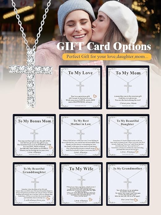 U7 Cross Necklace for Women,Silver/14K Gold Large or Small Cross Necklaces with CZ Diamond,Faith Birthday/Christmas Gift for Her Women Mother Daughter Grandmother