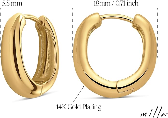 MILLA 14k Gold Huggie Earrings or Sterling Silver Huggie Earrings for Women Multipack & Individuals - Ear Huggers Earrings for Women Trendy Y2K Earrings, Preppy Earrings - Lightweight & Hypoallergenic