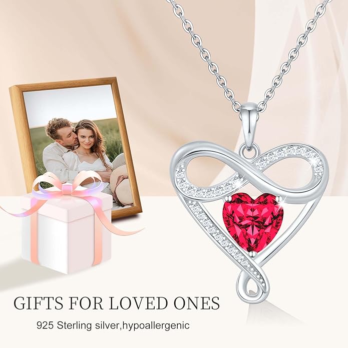 925 Sterling Silver Infinity Necklace - Exquisite Silver Jewelry for Women, Love Heart Necklace for Birthday, Anniversary, Valentine’s Day - Ideal Gift for Girlfriend, Wife, Mom, or Her