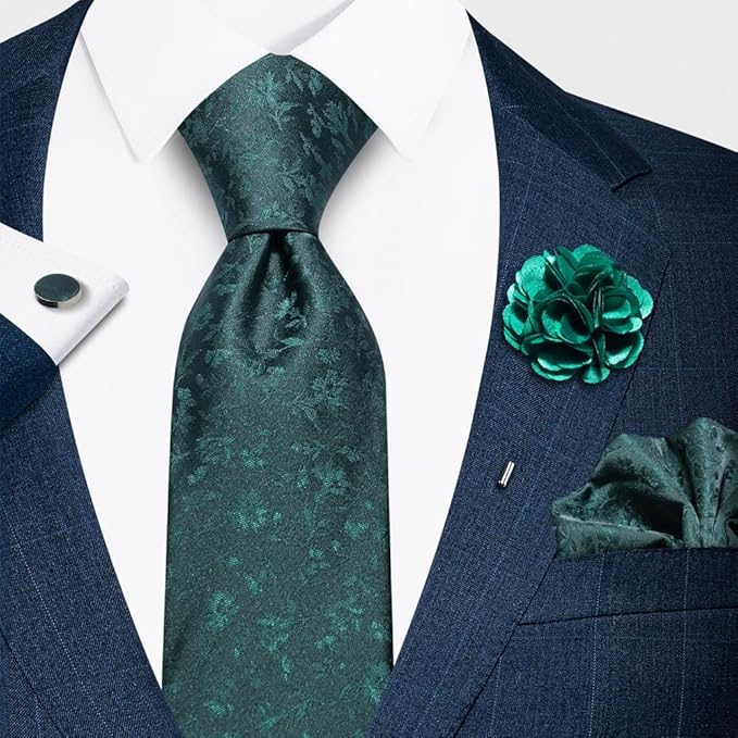 joy alice Ties Set Men Mixed Color Necktie Handkerchief Cufflinks Brooch 3.15 Formal