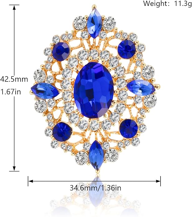 LAXPICOL Vintage Clear Austrian Crystal Brooch Pin for Women Elegant Wedding Bridal Brooches Broach Pin 1.69"*1.39"