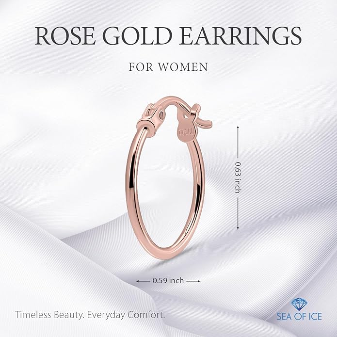 SEA OF ICE 925 Sterling Silver Hoop Earrings for Women - Hypoallergenic Earrings for Women in Sterling Silver, Yellow Gold, Rose Gold or Black Rhodium | Sizes 12MM, 15MM, 20MM or Multipack