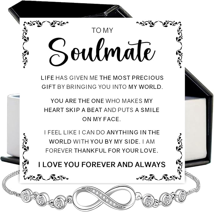 To My Soulmate Bracelet For Women With Heartfelt Message Card & Elegant Box, Bracelet For Girls, Soulmate Birthday, Wedding, Christmas Jewelry Gift From Boyfriend, Husband