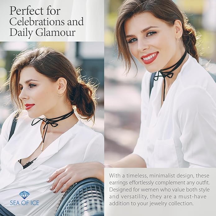 SEA OF ICE 925 Sterling Silver Hoop Earrings for Women - Hypoallergenic Earrings for Women in Sterling Silver, Yellow Gold, Rose Gold or Black Rhodium | Sizes 12MM, 15MM, 20MM or Multipack