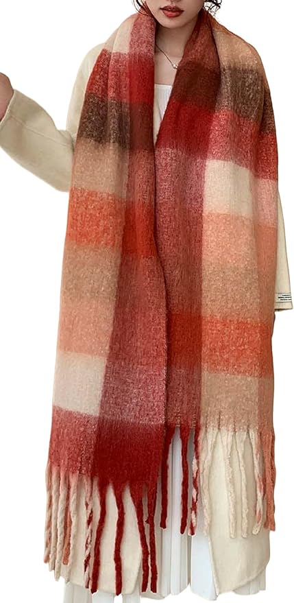 Wander Agio Winter Women Warm Scarf Long Shawl Large Scarves Cold Weather Thick Blanket Scarfs Colorful Plaid