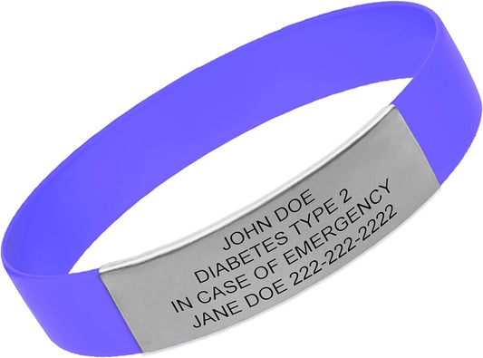 Personalized Medical Alert Bracelet for Men & Women – Custom Engraved Waterproof Silicone Wristband with Stainless Steel ID Plate – Medical ID Bracelet for Allergies, Conditions, ICE Info & Emergency Card