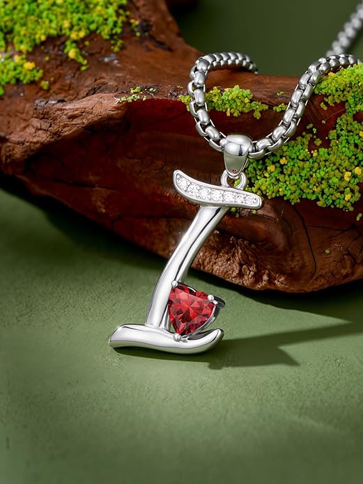 Christmas Gifts for Women Alphabet A to Z Initial Birthstone Pendant Necklaces for Women - 18k White Gold Plated Personalized Name Jewelry Valentine Mothers Day Birthday Gifts for Women Her Girlfriend