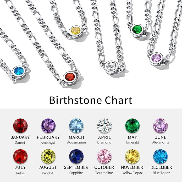 ChicSilver Sterling Silver Anklets Bracelets for Women, Figaro Chain Heart/Round Birthstone Anklet for Women Waterproof, Dainty Herringbone Ankle Bracelet Summer Beach jewelry