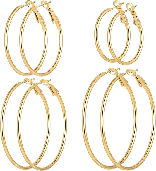 Stainless Steel Gold Plated Hoops Silver Plated Hoop Earrings Hypoallergenic Hoop Cartilage Piercing Earrings Tiny Ball Cubic Zirconia Stud Earrings Set for Women