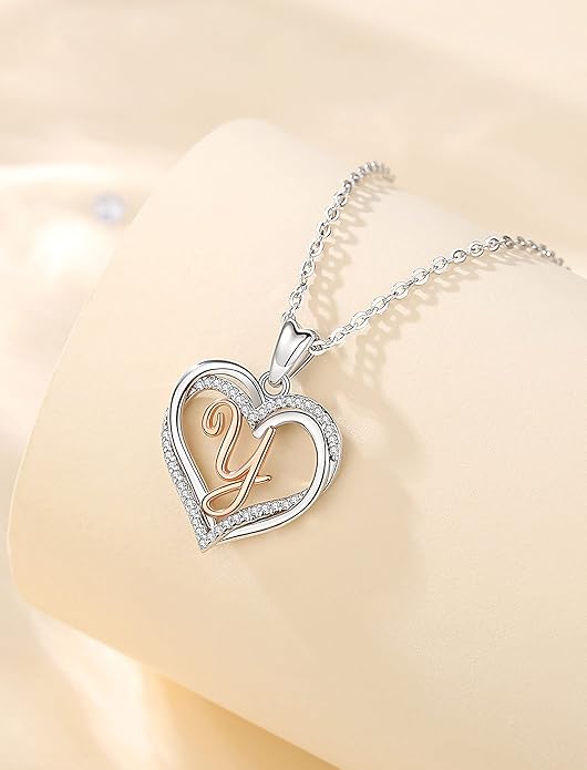 INFUSEU Unique Initial Necklaces for Women Girls Small Heart Letter Jewelry, Meaningful Personalized Gifts