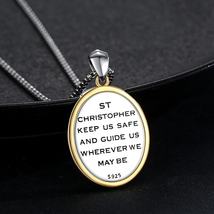 Taioiat Saint Necklace 925 Sterling Silver St Necklace Amulet Pendant Jewelry Religious Gift for Men Women
