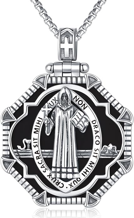 Taioiat Saint Necklace 925 Sterling Silver St Necklace Amulet Pendant Jewelry Religious Gift for Men Women