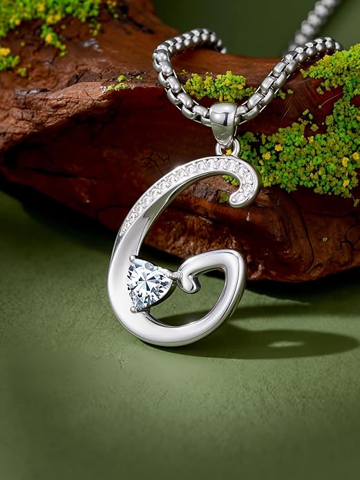 Christmas Gifts for Women Alphabet A to Z Initial Birthstone Pendant Necklaces for Women - 18k White Gold Plated Personalized Name Jewelry Valentine Mothers Day Birthday Gifts for Women Her Girlfriend