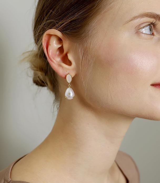 OZEL – Crystal Earrings for Women Dangle – 14K Gold Plated Lightweight Daily Fashion Earrings