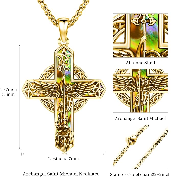 Midir&Etain Cross Necklace 925 Sterling Silver Celtic Christian Pendant Religious Protection Jewelry for Women Men