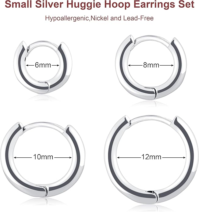 Small Gold Hoop Huggie Earrings Set for Women Non Tarnish 14K Gold Plated Lightweight Cartilage Earring Pack for Multiple Piercings for Sensitive Ears for Christmas Gifts