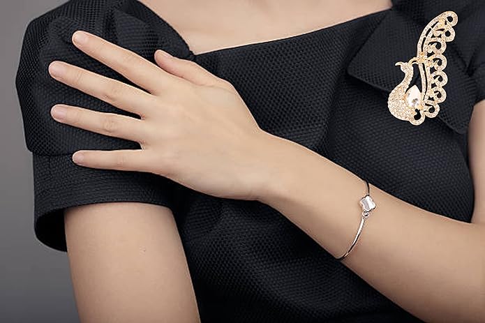 Touchstone Indian Bollywood Handcrafted Designer Jewelry Brooch Lapel Pin in Gold Or Silver Tone for Women.