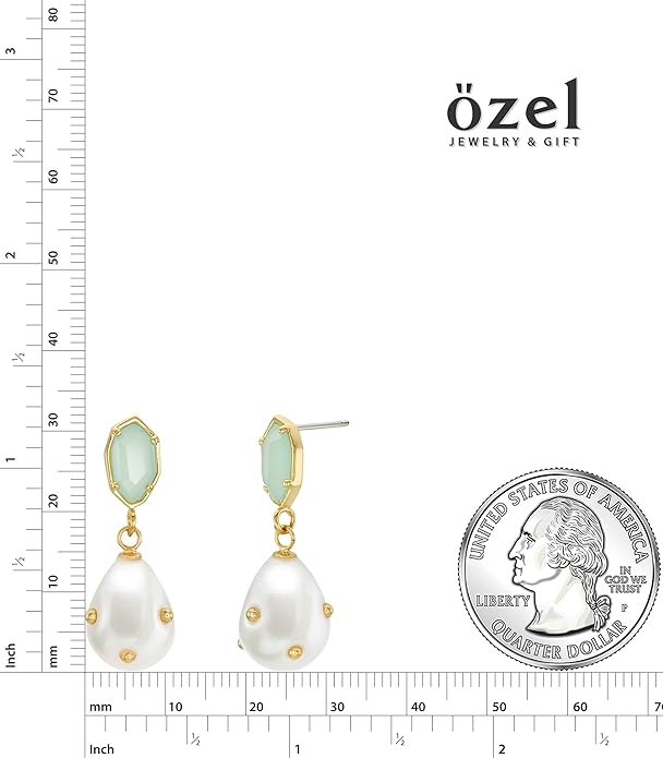 OZEL – Crystal Earrings for Women Dangle – 14K Gold Plated Lightweight Daily Fashion Earrings
