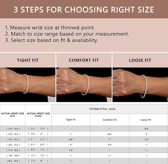 KRKC Tennis Bracelet for Women 14K White Gold Plated, AAAAA+ Classic Cubic Zirconia Bracelet with 2mm-5mm Width, Durable Gold Bracelets Jewelry Christmas Gift, Size 6.5-8 Inches Hypoallergenic