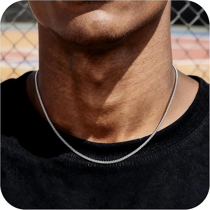 Bestyle 18K Gold Plated/Silver/Black Chain for Men, Hypoallergenic 2/4/6/8mm Stainless Steel Flat Link Chain Necklace for Men & Women Hip Hop Jewelry, 14-30"
