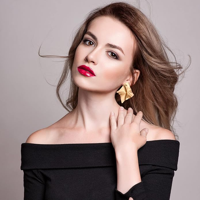 Glenmal 6 Pair Gold Statement Earrings for Women Large Gold Geometric Earrings Woven Twisted Leaf Earring Jewelry Gift