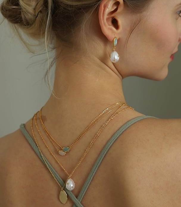 OZEL – Crystal Earrings for Women Dangle – 14K Gold Plated Lightweight Daily Fashion Earrings