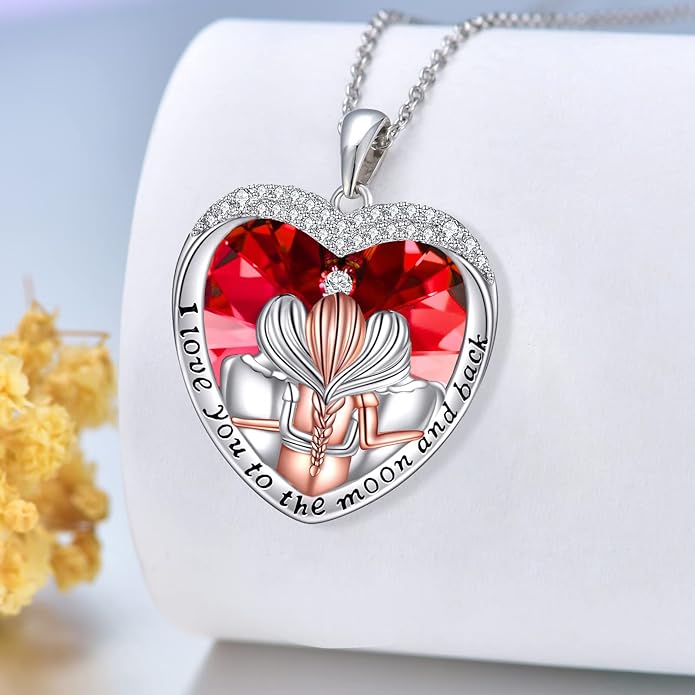 POPKIMI 925 Sterling Silver Sister Necklace - Birthday Gift for Sisters, Mom, Daughter - Always My Sister Forever My Friend Crystal Necklace for 2/3/4/5 Sisters