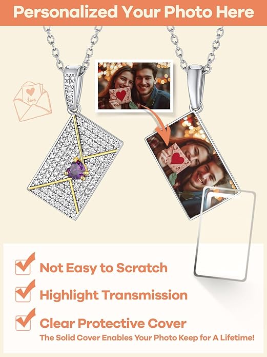 Supcare Locket Necklace That Holds Pictures-Engraved Photo Pendant Custom Jewellery Gifts for Men Women (with Jewellery Gift Box)