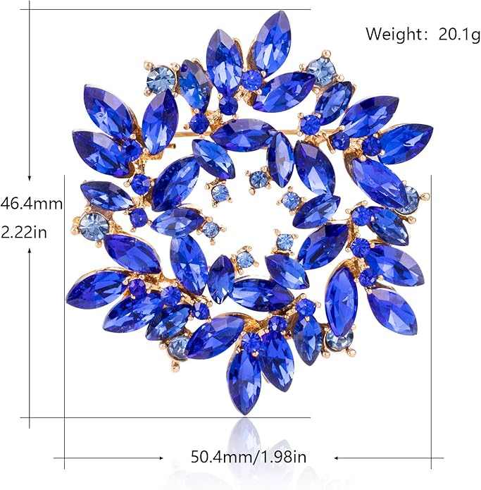 LAXPICOL Fashion Sparkly Austrian Crystal Flower Brooch Pin for Women Elegant Wedding Bridal Broach Pin 2"*2"
