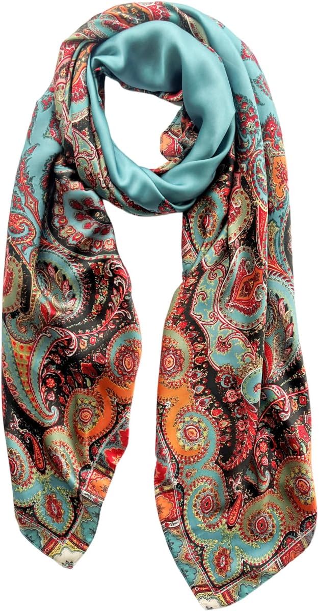 Long Silk Like Scarf Lightweight Satin Scarves Large Sunscreen Shawl Wrap for Women