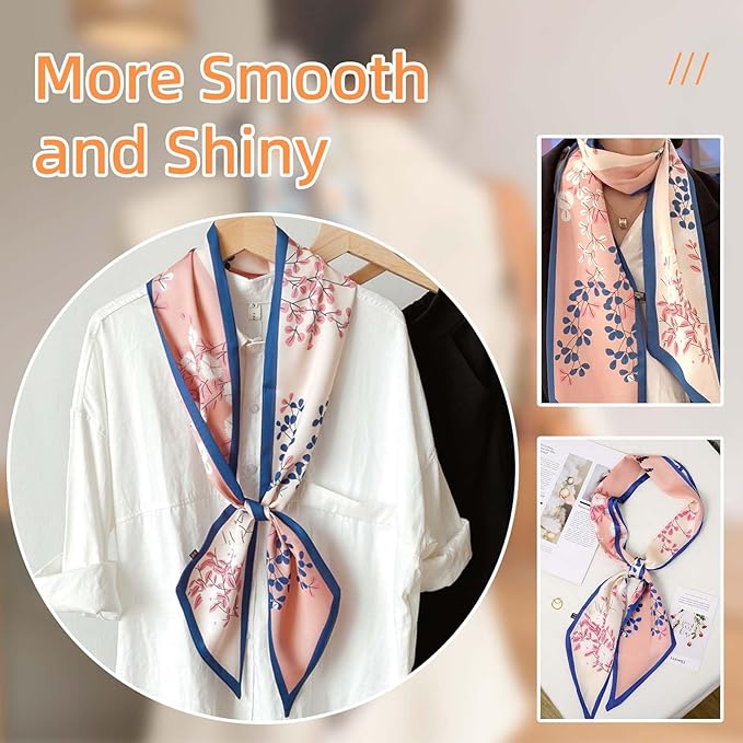 Dailyacc Hair Scarf for Women Fashion Silky Satin Headscarf Wrap Breathable Lightweight Neck Scarves For Handbag