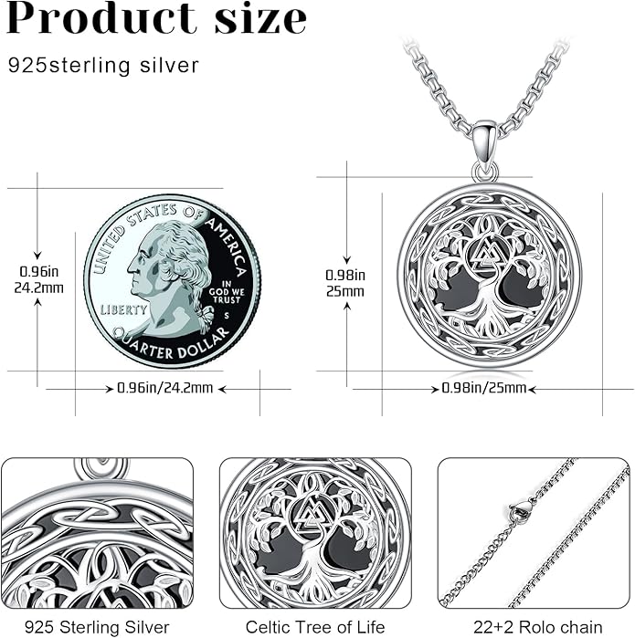 Taioiat viking Pendant Necklace for Men Nordic Celtic 925 Sterling Silver Vintage Mjolnir Jewelry Norse Vikings Gift for Women