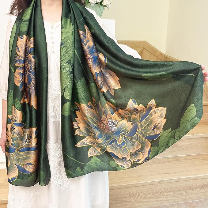 Long Silk Like Scarf Lightweight Satin Scarves Large Sunscreen Shawl Wrap for Women
