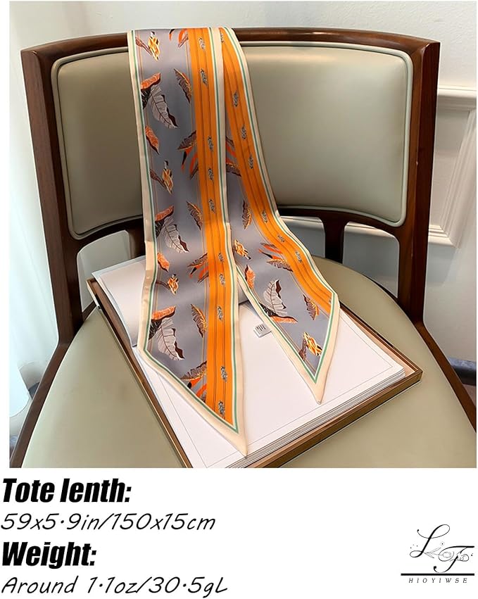 Hioyiwse Head Scarf Hair Neck Scarves For Women Purse Bag Scarfs For Handbags Silky Long Thin Satin Headscarf Fashion