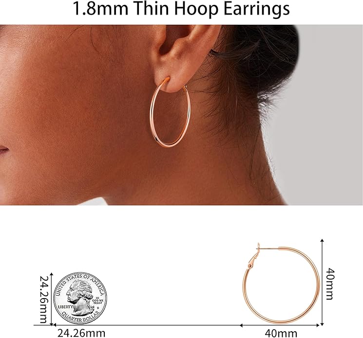 Gacimy Gold Hoop Earrings for Women 14K Gold Plated, 925 Sterling Silver Post Hypoallergenic Earrings Hoops for Women