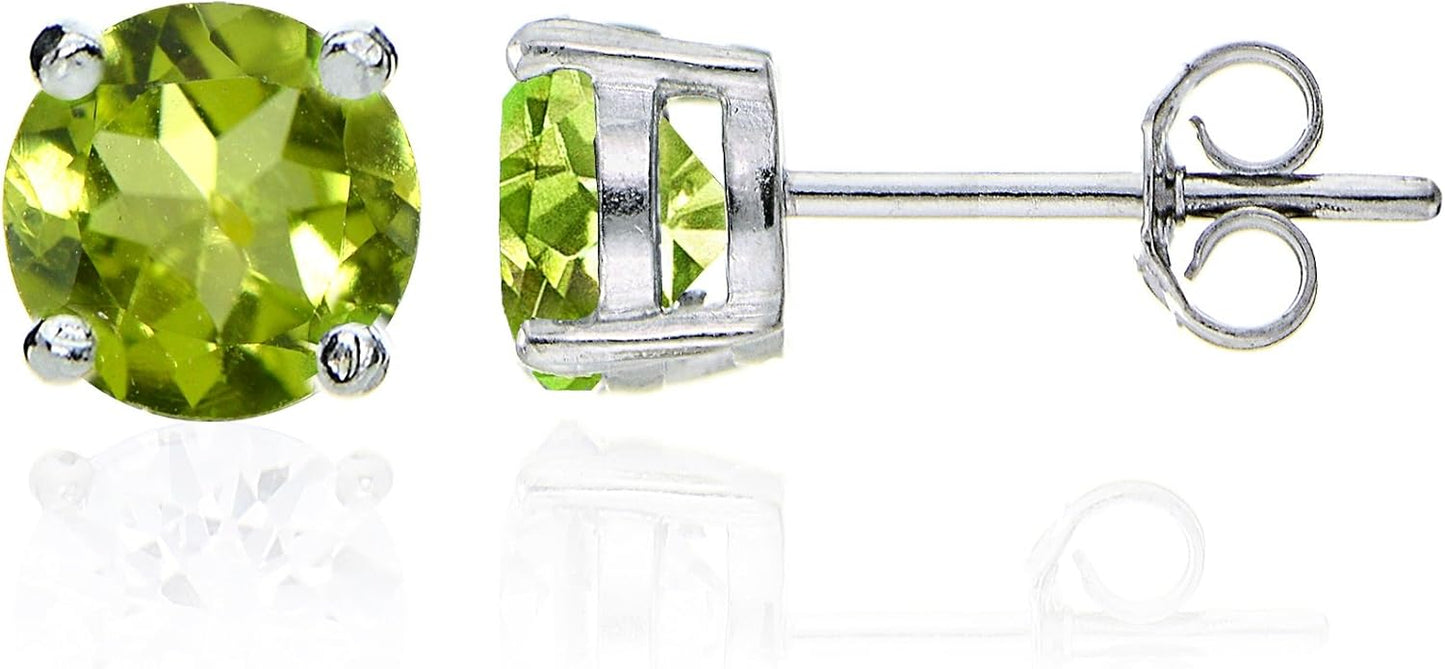 Jewelry Sets for Women, Necklace and Earring Sets for Women, Birthstone Jewelry, Genuine or Synthetic Gemstone, Round Solitaire, Pendant Necklace, Stud Earrings, Sterling Silver Jewelry or Gold Flash