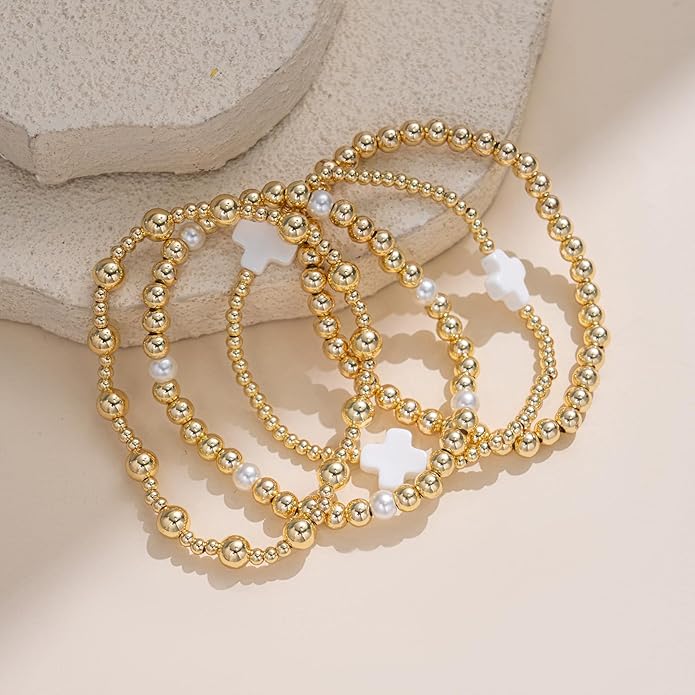 Chunky Gold Bracelets for Women Set 14k Plated Gold Bracelet Stack Trendy Dainty Adjustable Waterproof Bangles Jewelry Gifts