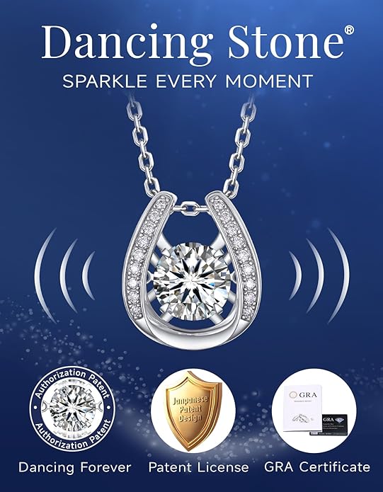 MomentWish Necklace for Women, Sparkling Gift for Her, 1Carat Moissanite Heart Pendent for Her, 925 Sterling Silver Dance Necklace for Anniversary Christmas Valentines