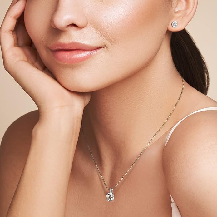 925 Sterling Silver Cubic Zirconia Necklace and Earrings Set for Women, Heart, Cushion, Round, Emerald Cut CZ, Solitaire Bezel Jewelry Set, CZ Bridal Jewelry Set, Bridesmaid Gift