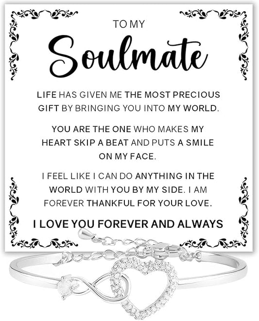 To My Soulmate Bracelet For Women With Heartfelt Message Card & Elegant Box, Bracelet For Girls, Soulmate Birthday, Wedding, Christmas Jewelry Gift From Boyfriend, Husband