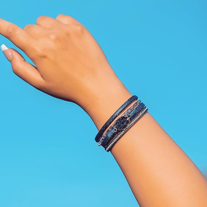 FANCY SHINY Leather Wrap Bracelet Boho Cuff Bangle Bracelets Crystal Bead Bracelet with Magnetic Clasp Jewelry Gifts for Women