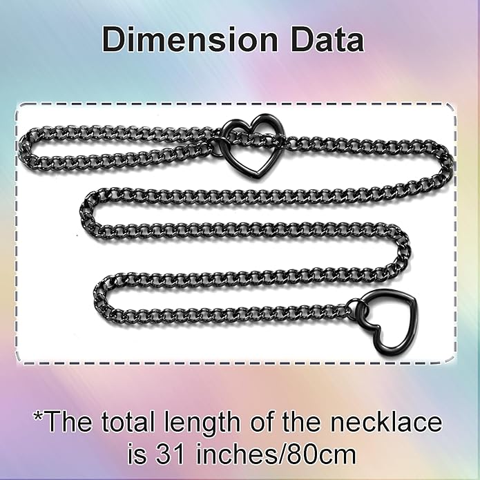 Marrywindix Heart Slip Chain Necklaces Stainless Steel Y-Necklace Choker Necklace Cuban Punk Gothic Collar Chain for Women
