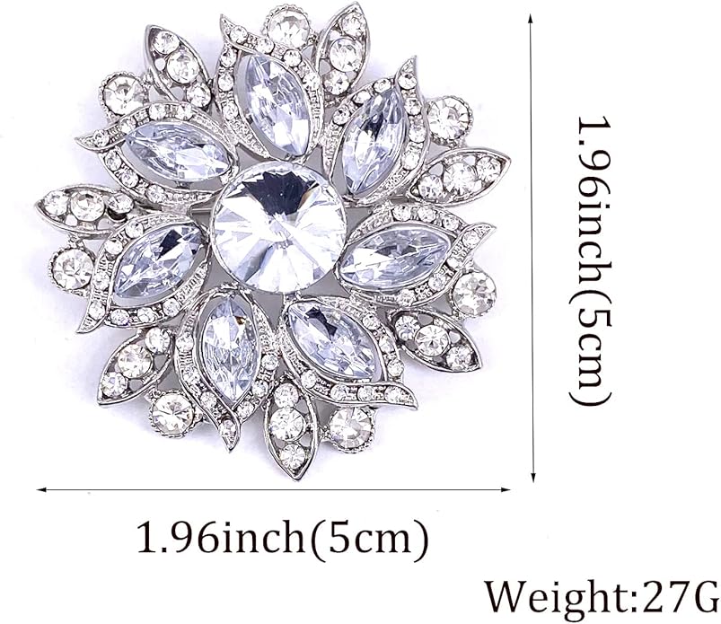 LAXPICOL Vintage Women's Austrian Crystal Elegant Flower Brooch Wedding Broach Pin