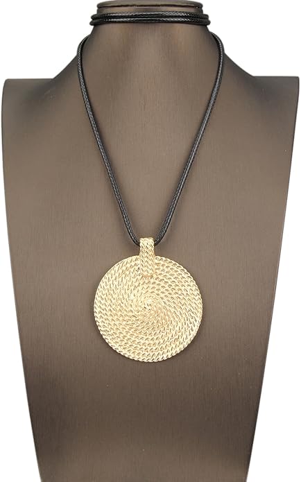 Boho Necklaces for Women Chunky Circle Necklace Layered Boho Circle Leather Choker Necklace Long Vintage Necklaces Bohemian Jewlery Gifts