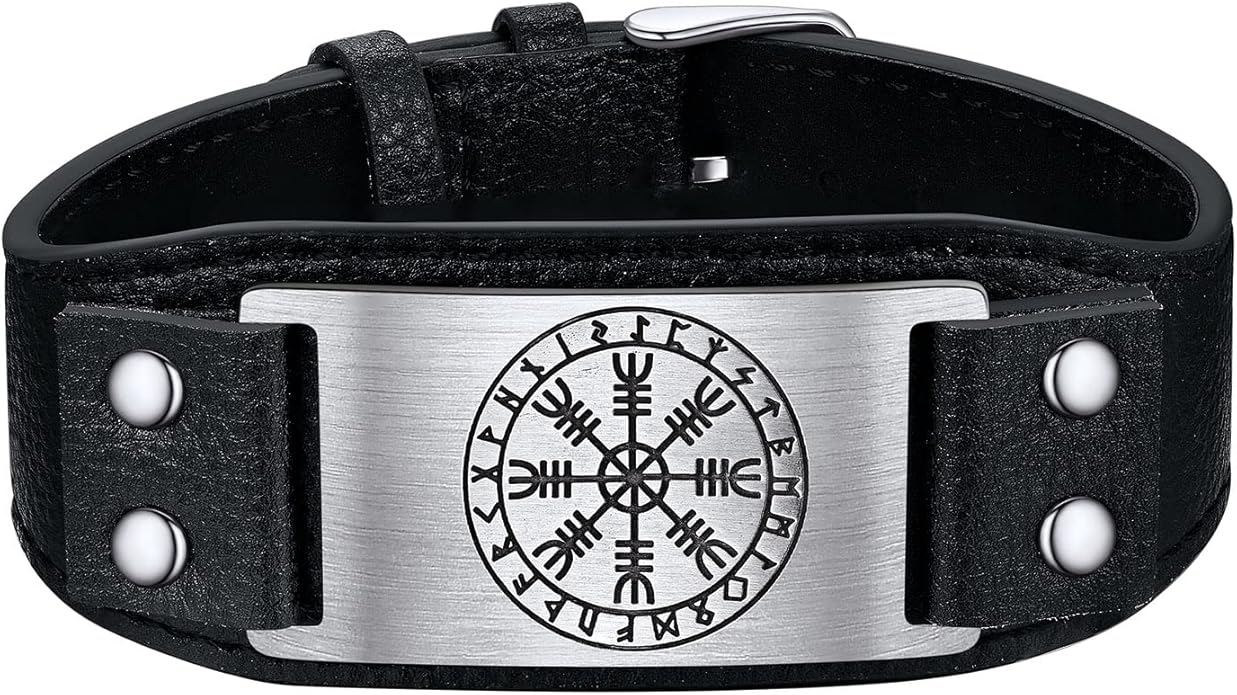 Bestyle Genuine Men Leather Bracelets Fashion Stainless Steel Celtic/Sport Ball Bead Cuff Wirstband Bracelets for Men, Size 7.5/8.3/9.1Inch