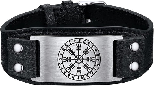 Bestyle Genuine Men Leather Bracelets Fashion Stainless Steel Celtic/Sport Ball Bead Cuff Wirstband Bracelets for Men, Size 7.5/8.3/9.1Inch