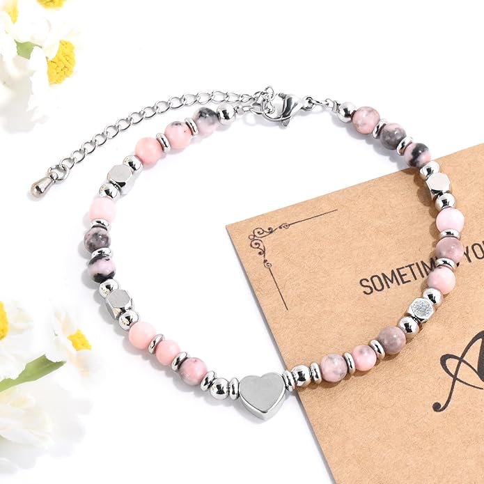 VIBILIA Cross Beaded Bracelets for Women, Inspirational Natural Heart Religious Bracelets for Women, Birthday Christian Gifts for Women on Thanksgiving Christmas Gifts