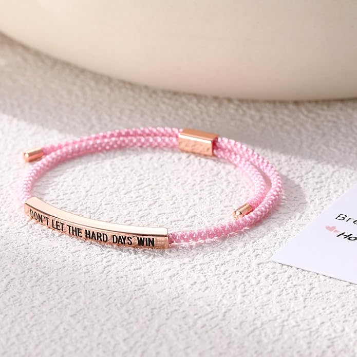 KHKINDPRO Dont Let The Hard Days Win Bracelet for Women Men, Handmade Braided Adjustable Wrap Stainless Steel To My Daughter/Best Friend Inspirational Gifts Ladies Jewelry