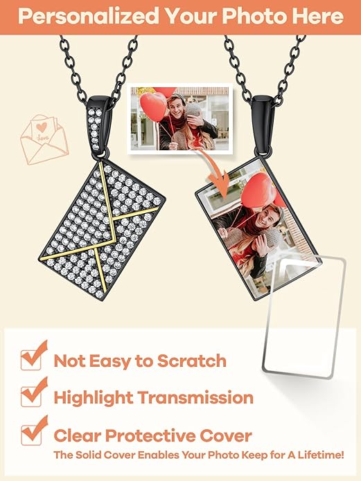 Supcare Locket Necklace That Holds Pictures-Engraved Photo Pendant Custom Jewellery Gifts for Men Women (with Jewellery Gift Box)