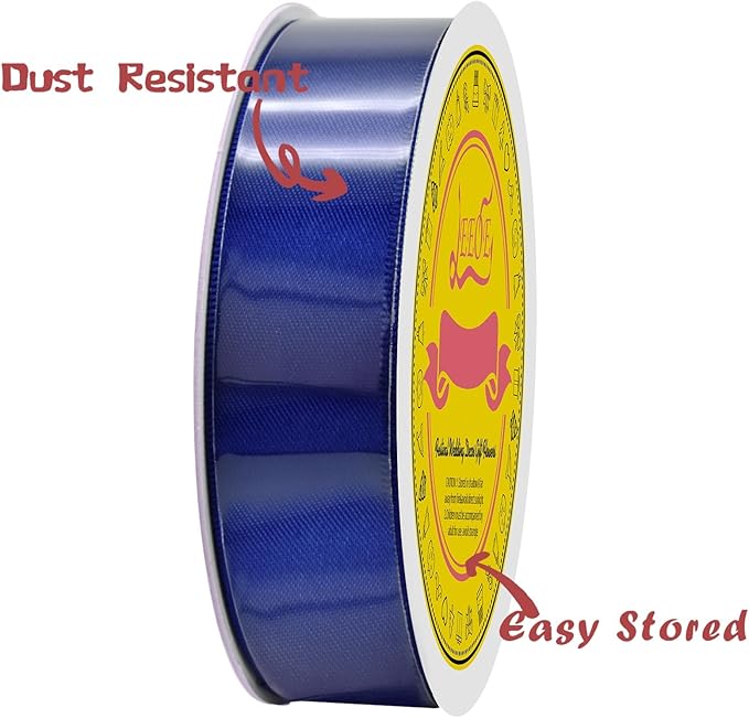 LEEQE Double Face Cobalt Blue Satin Ribbon 7/8 inch X 25 Yards Polyester Cobalt Blue Ribbon for Gift Wrapping Very Suitable for Weddings Party Hair Bow Invitation Decorations and More